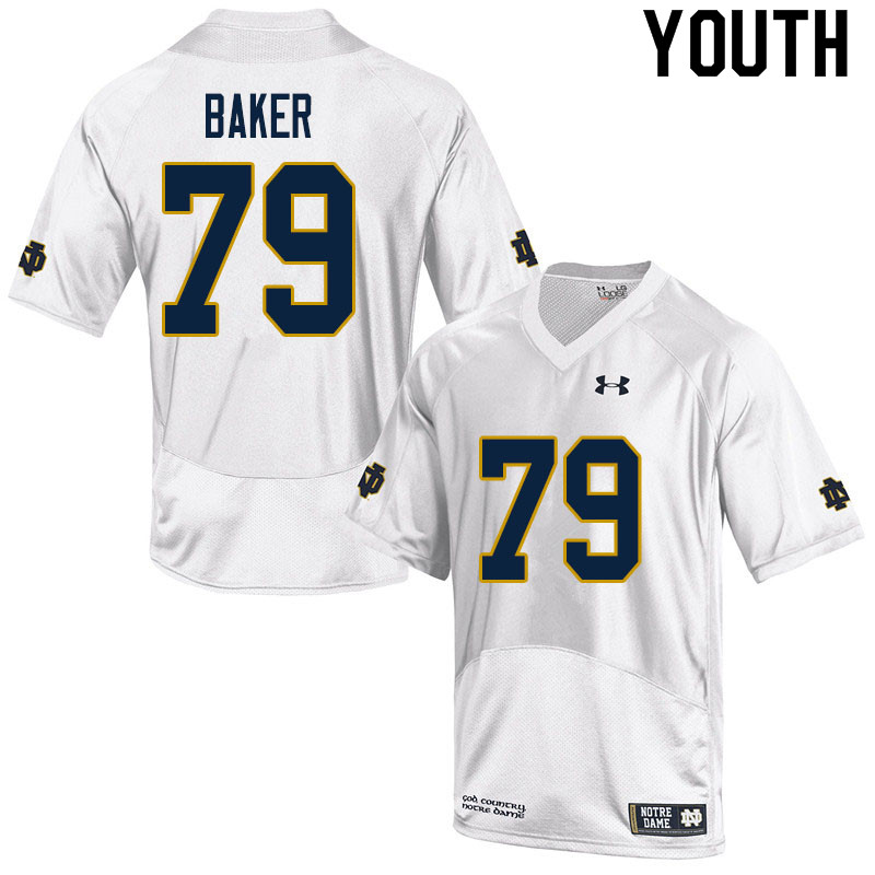 Youth #79 Tosh Baker Notre Dame Fighting Irish College Football Jerseys Sale-White - Click Image to Close